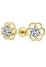 lovely mini flower cz April birthstone baby earrings